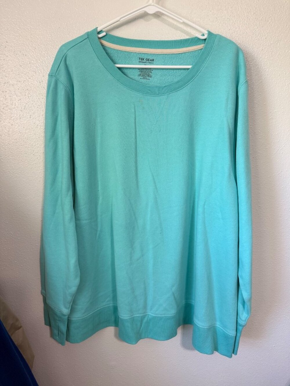Tek Gear Ultrasoft Fleece Crewneck Sweatshirt Aqua Womans 3X